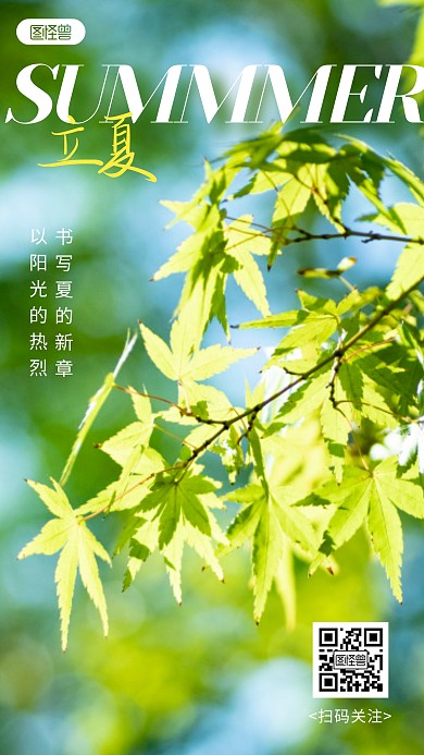 立夏节日节气祝福蓝色简约风摄影图海报