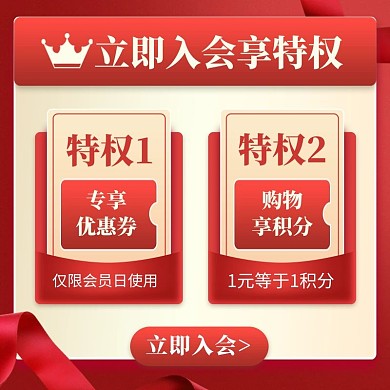 通用会员特权说明红色精致主图直通车