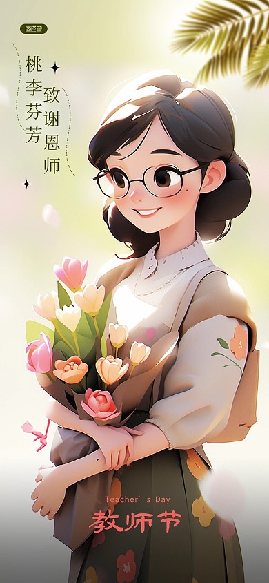 教师节快乐祝福语全屏海报