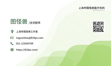 绿色简约医师主任横版名片