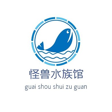 蓝色圆形怪兽水族馆logo