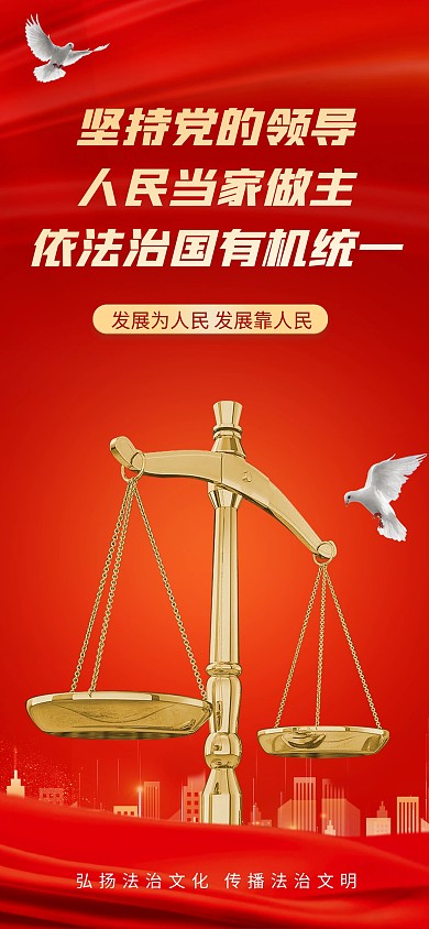 坚持党的领导依法治国宣传全屏海报