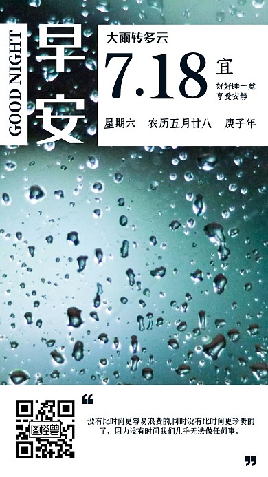 简约大气商务蓝色有天气预报的早安图
