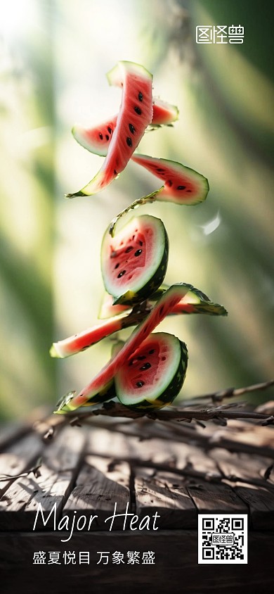 大暑节气AIGC合成全屏海报