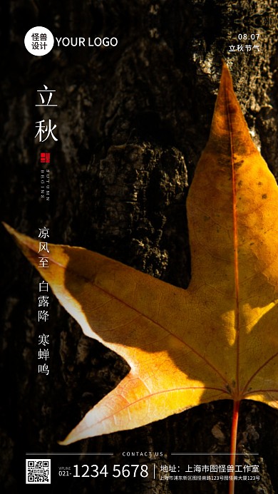 简约立秋节气宣传摄影图海报