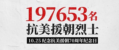 数字文字纪念英雄抗美援朝纪念日封面首图