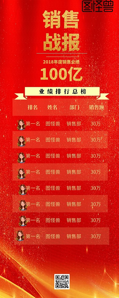 销售业绩排行榜营销长图 