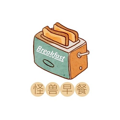手绘插画风早餐店logo