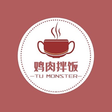 鸡肉拌饭logo简约红色平面LOGO设计