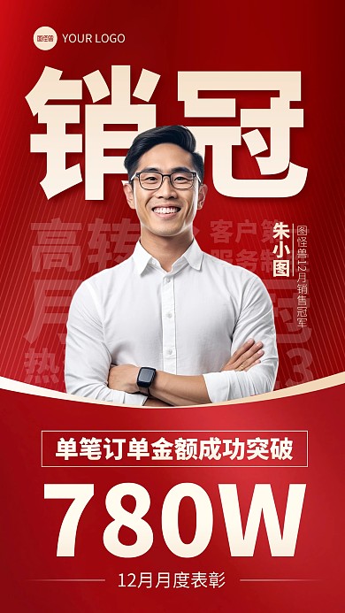 简约12月喜报销冠手机海报