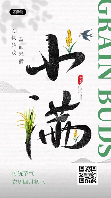 小满节气祝福手机海报