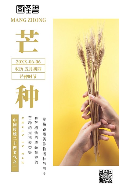 二十四节气芒种手机海报