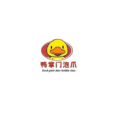 鸭掌门泡爪logo红色创意平面logo