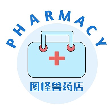 药店蓝色卡通可爱红包头像