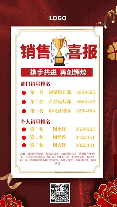 销售战报喜报创意手机海报图怪兽