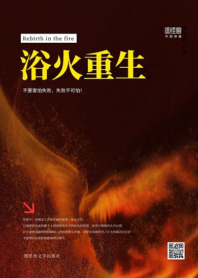 简约黑色凤凰浴火重生蜕变小说书籍封面