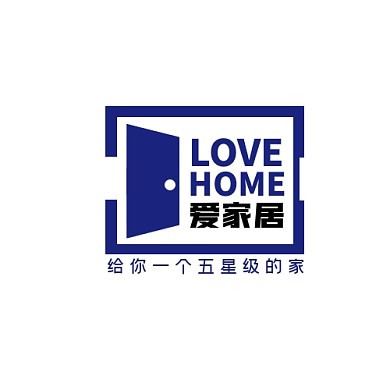 爱家居厂方形门紫黑简约LOGO