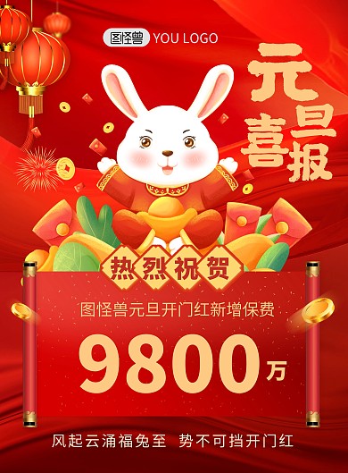 2023元旦销售喜报印刷海报