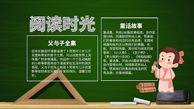 绿色黑板阅读时光好书推荐手抄报
