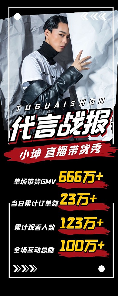 黑色明星爱豆代言战报应援长图海报