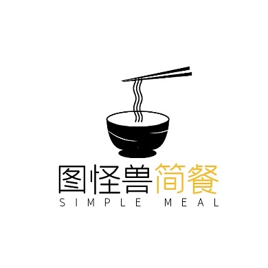 黑色简约图形美食简餐LOGO