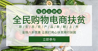 淘宝农产品精准扶贫简约绿色banner