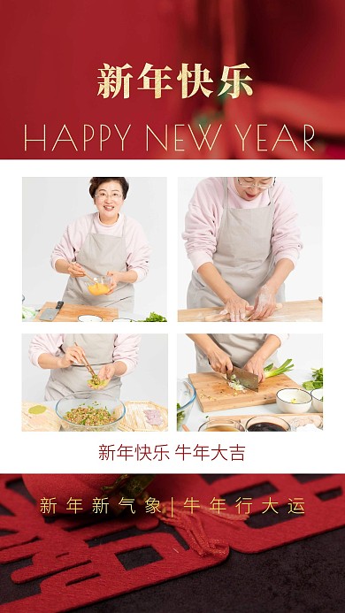 新年快乐喜庆文艺包饺子写真相册