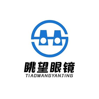 眺望眼镜梯形圆蓝色简约LOGO