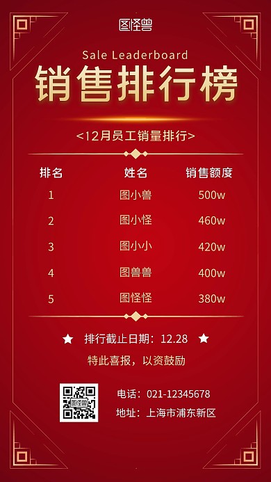 个销排行红色简约宣传手机营销海报