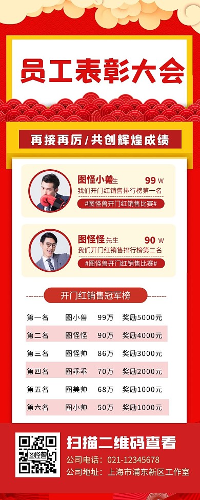 2021销售表彰画轴宣传长图海报
