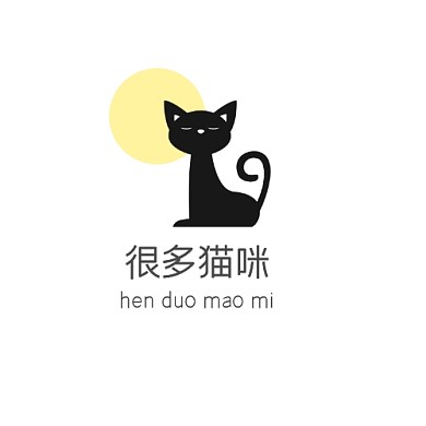 黑色卡通很多猫咪logo