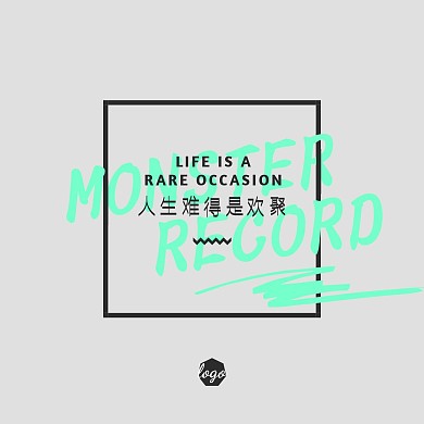 简约灰底荧光绿撞色CD封面