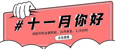 创意卡通简约十一月你好公众号封面首图