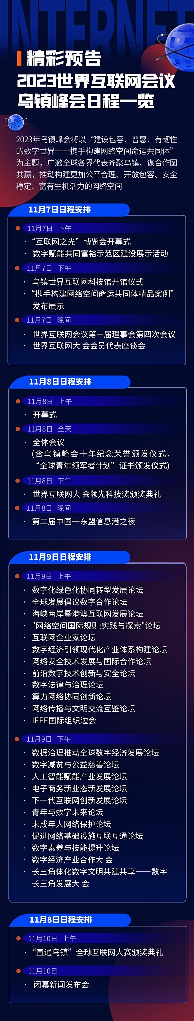 世界互联网大会乌镇峰会日程文章长图