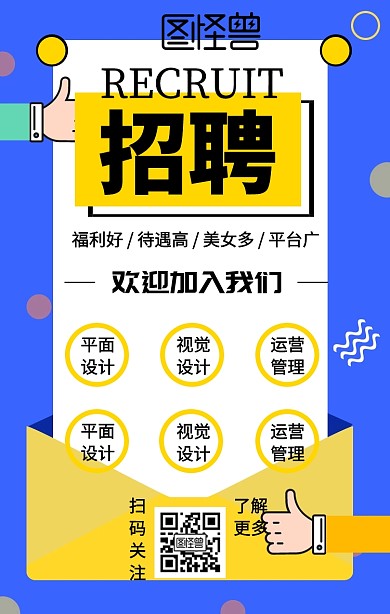 招聘黄色手机海报