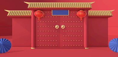 红色喜庆中国风背景横板