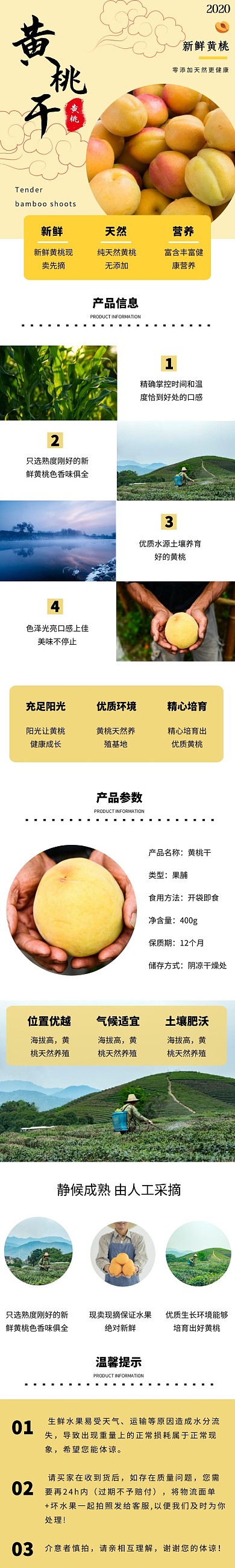 白色摄影美食水果黄桃干详情页