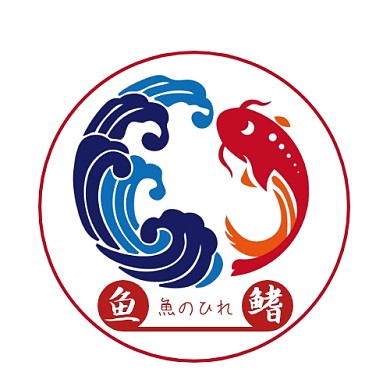 简约暗红手绘日本风鱼鳍logo