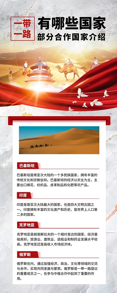 一带一路国家介绍营销长图