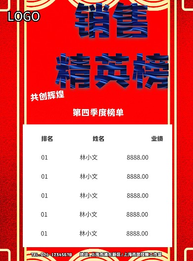 红色喜庆喜报销售精英榜业绩榜海报模板