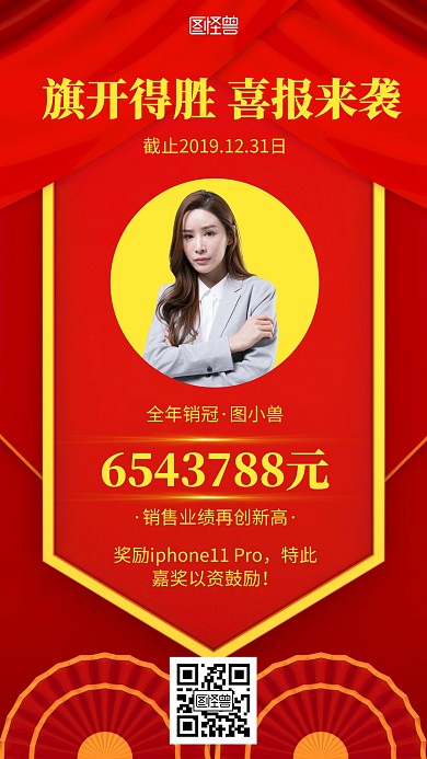 喜庆个人销售喜报海报