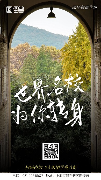出国留学机构招生宣传摄影简约风手机海报