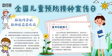 预防接种宣传日卡通蓝色背景展板