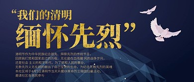 清明节扫墓缅怀先烈深色大气公众号封面