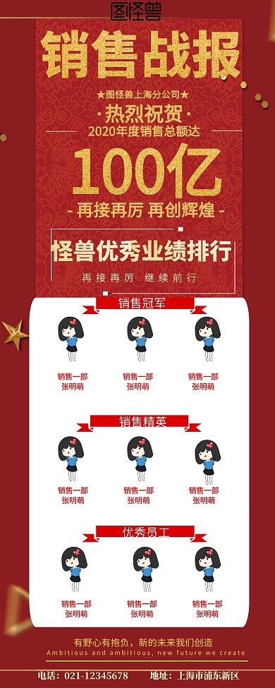 企业业绩排行榜营销长图