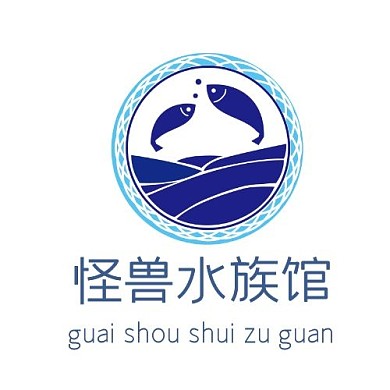 蓝色圆形水族馆logo
