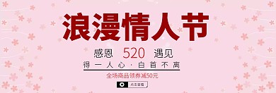 浪漫情人节优惠活动清新官网banner