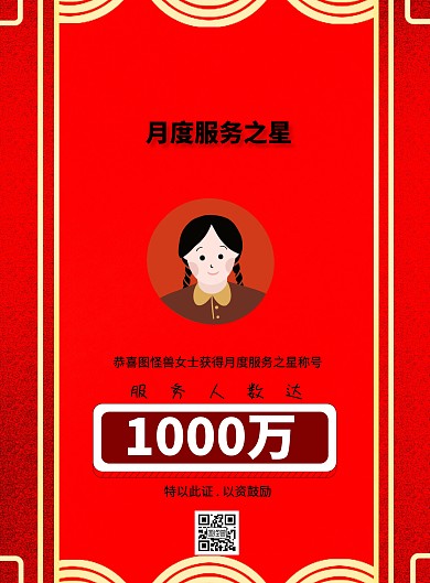 月度服务之星简约宣传喜报印刷海报