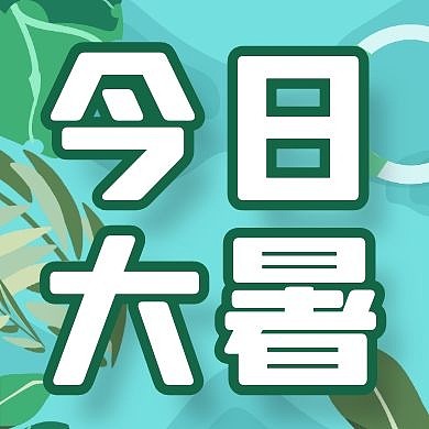 今日大暑夏天绿色节日节气公众号封面次图