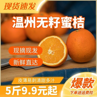 简约创意橙色几何温州蜜桔淘宝主图
